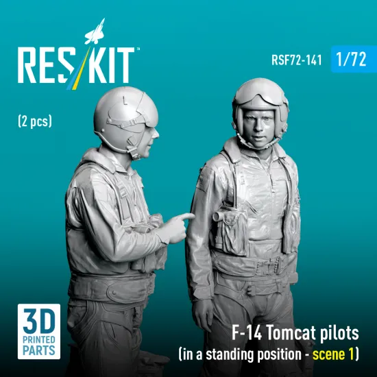 Reskit Rsf72-0141 1/72 F-14 Tomcat Pilots In A Standing Position Scene 1 2 Pcs