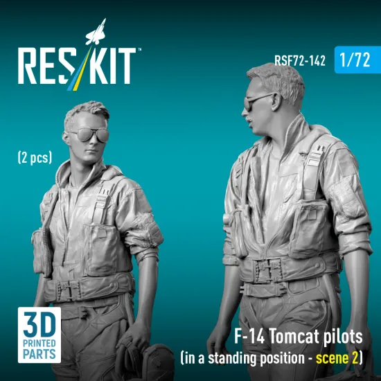 Reskit Rsf72-0142 1/72 F-14 Tomcat Pilots In A Standing Position Scene 2 2 Pcs