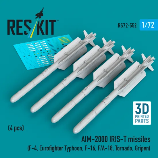 Reskit Rs72-0522 1/72 Aim-2000 Iris-t Missiles F-4 Eurofighter Typhoon F-16 Typhoon, F-16, F/A-18, Tornado, Gripen