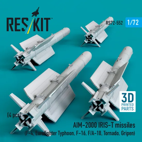 Reskit Rs72-0522 1/72 Aim-2000 Iris-t Missiles F-4 Eurofighter Typhoon F-16 Typhoon, F-16, F/A-18, Tornado, Gripen