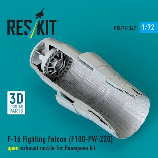 Reskit Rsu72-0347 1/72 F-16 Fighting Falcon F100-pw-220 Open Exhaust Nozzle For Hasegawa