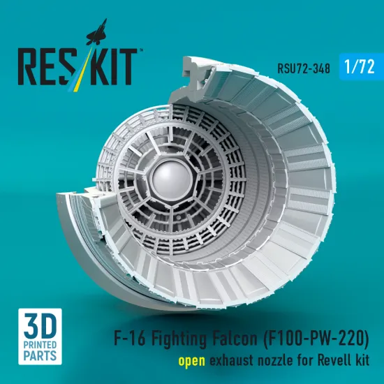 Reskit Rsu72-0348 1/72 F-16 Fighting Falcon F100-pw-220 Open Exhaust Nozzle For Revell