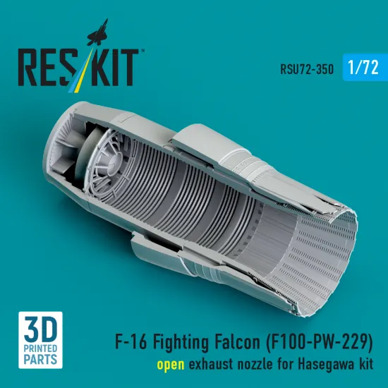Reskit Rsu72-0350 1/72 F-16 Fighting Falcon F100-pw-229 Open Exhaust Nozzle For Hasegawa