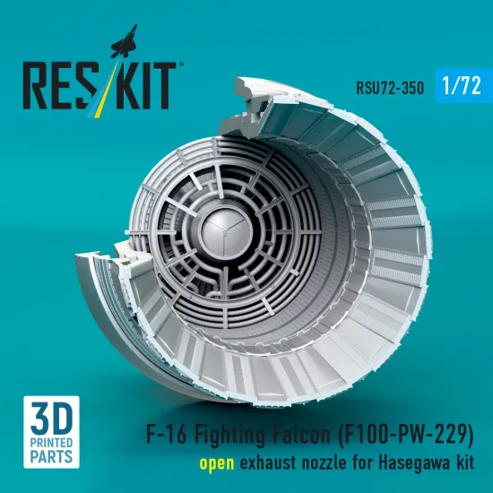 Reskit Rsu72-0350 1/72 F-16 Fighting Falcon F100-pw-229 Open Exhaust Nozzle For Hasegawa
