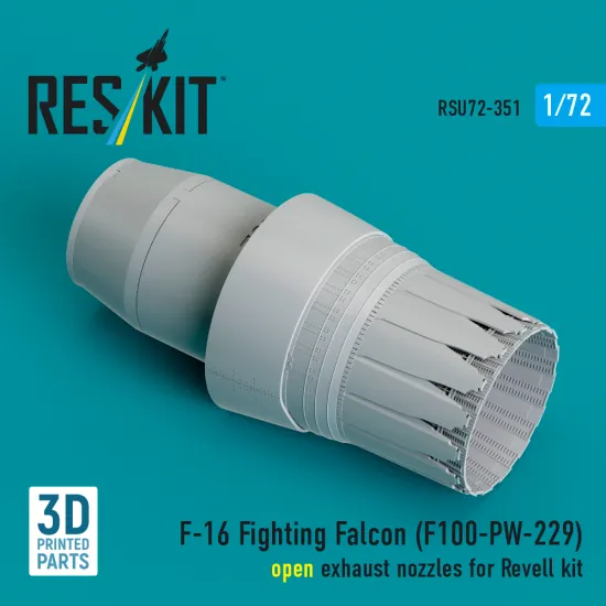 Reskit Rsu72-0351 1/72 F-16 Fighting Falcon F100-pw-229 Open Exhaust Nozzle For Revell
