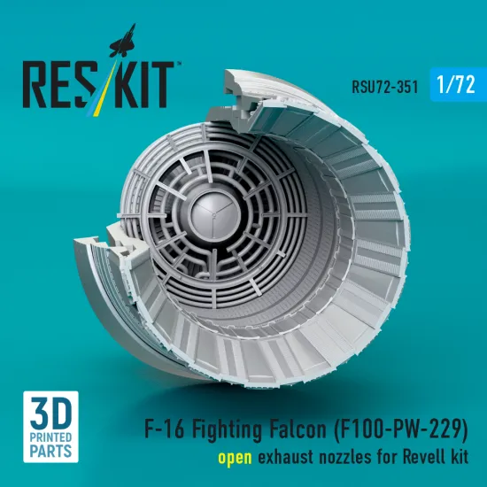 Reskit Rsu72-0351 1/72 F-16 Fighting Falcon F100-pw-229 Open Exhaust Nozzle For Revell