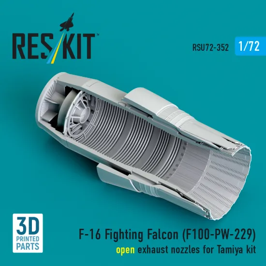 Reskit Rsu72-0352 1/72 F-16 Fighting Falcon F100-pw-229 Open Exhaust Nozzle For Tamiya