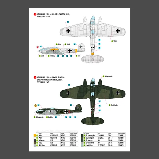 Reskit Rsb48-0015 1/48 Decal For Heinkel He 111 H-16 H-20 H-22 Late Series Decal