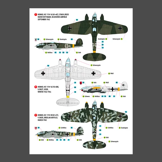 Reskit Rsb48-0015 1/48 Decal For Heinkel He 111 H-16 H-20 H-22 Late Series Decal