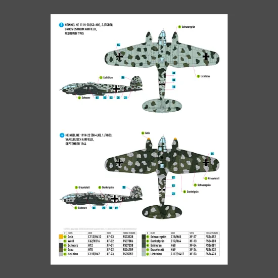 Reskit Rsb72-0008 1/72 Decal For Heinkel He 111 H-16 H-20 H-22 Late Series
