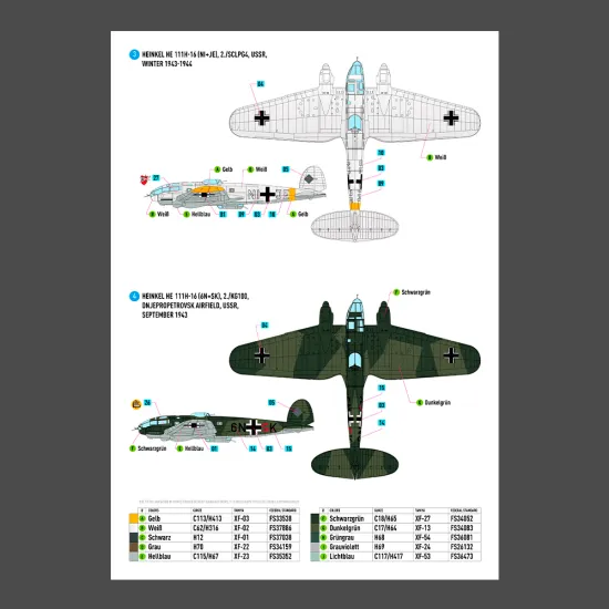 Reskit Rsb72-0008 1/72 Decal For Heinkel He 111 H-16 H-20 H-22 Late Series
