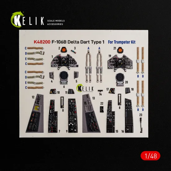 Kelik K48200 1/48 F-106b Delta Dart Type 1 Interior 3d Decals For Trumpeter