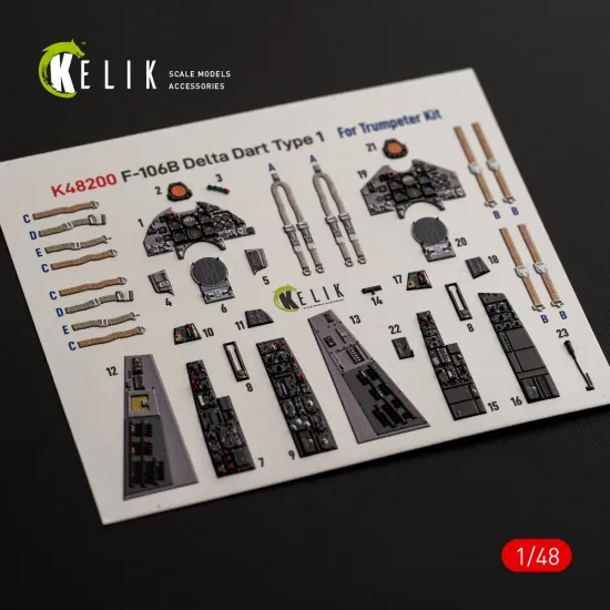 Kelik K48200 1/48 F-106b Delta Dart Type 1 Interior 3d Decals For Trumpeter