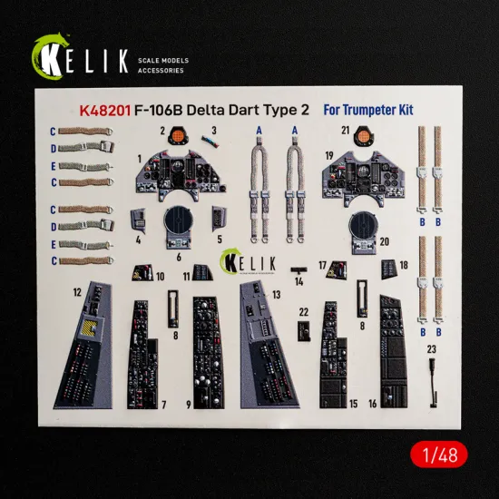 Kelik K48201 1/48 F-106b Delta Dart Type 2 Interior 3d Decals For Trumpeter