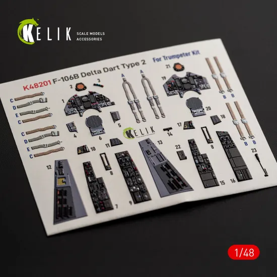 Kelik K48201 1/48 F-106b Delta Dart Type 2 Interior 3d Decals For Trumpeter