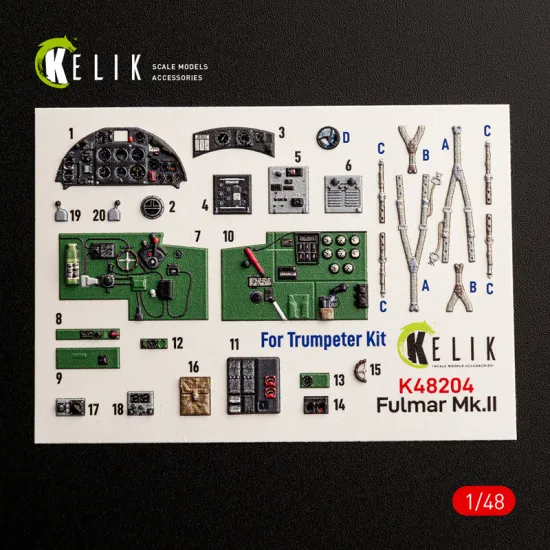 Kelik K48204 1/48 Fulmar Mk.ii - Interior 3d Decals For Trumpeter
