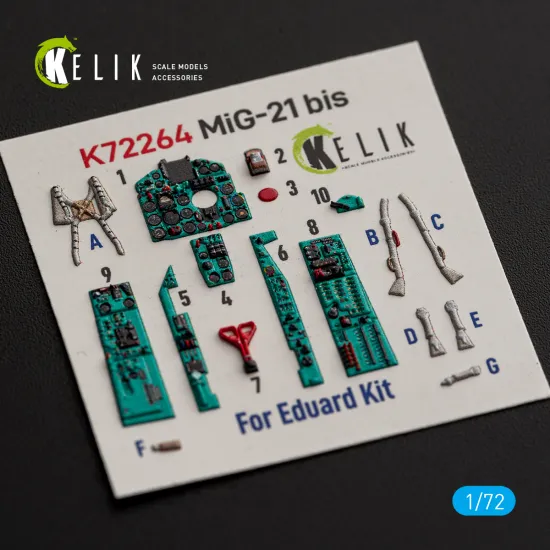 Kelik K72264 1/72 Mig-21 Bis Interior 3d Decals For Eduard