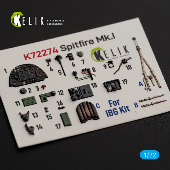 Kelik K72274 1/72 Spitfire Mk.i Interior 3d Decals For Ibg