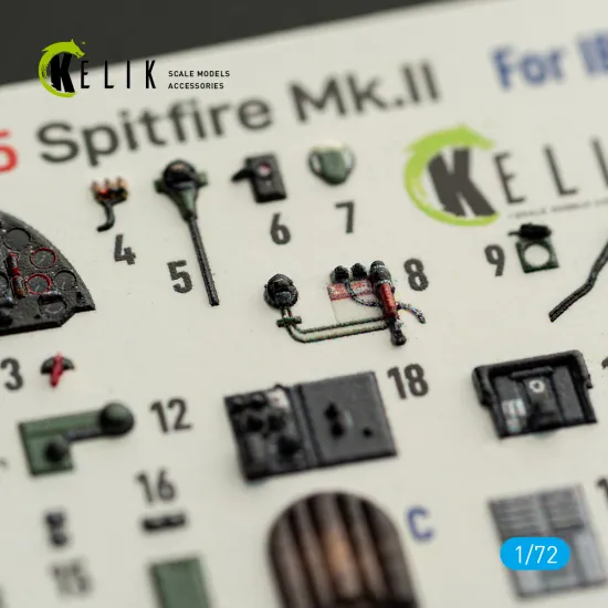 Kelik K72275 1/72 Spitfire Mk.ii Interior 3d Decals For Ibg
