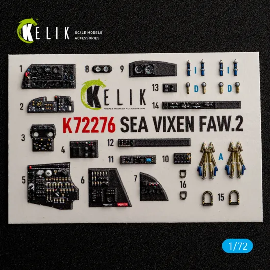 Kelik K72276 1/72 Sea Vixen Faw.2 Interior 3d Decals For Cyberhobby