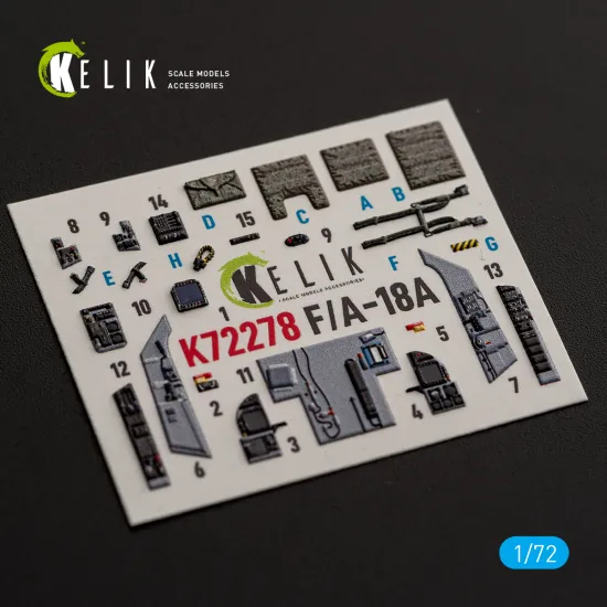 Kelik K72278 1/72 F/A-18a Interior 3d Decals For Academy 12411