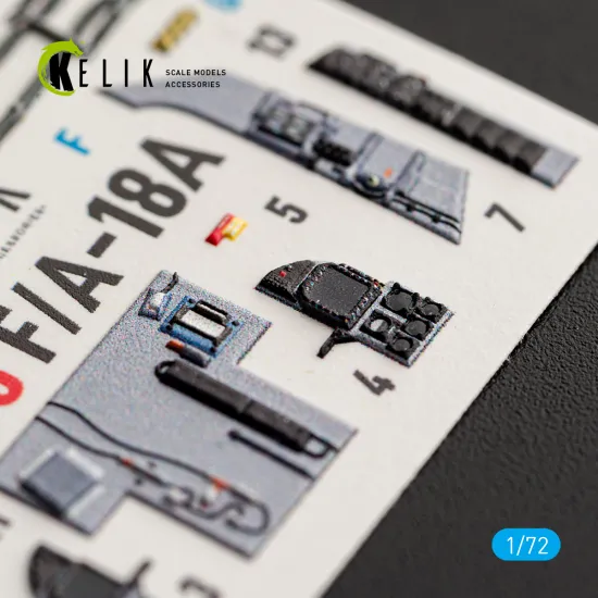 Kelik K72278 1/72 F/A-18a Interior 3d Decals For Academy 12411