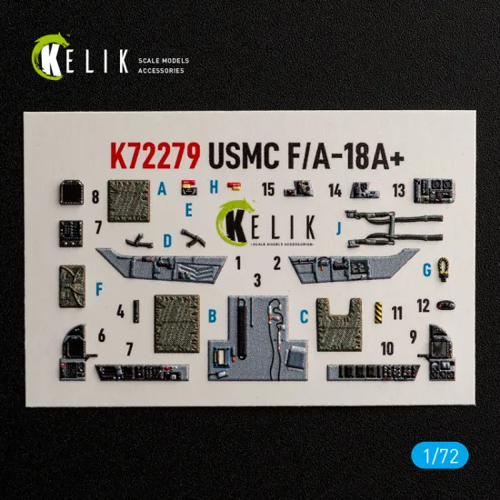 Kelik K72279 1/72 Usmc F/A-18 Interior 3d Decals For Academy 12411