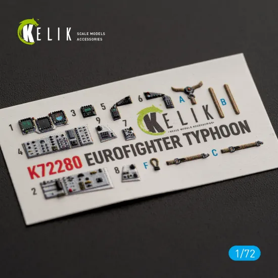 Kelik K72280 1/72 Eurofighter Typhoon Interior 3d Decals For Hasegawa