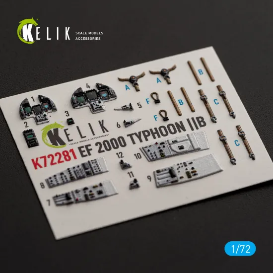 Kelik K72281 1/72 Eeurofighter Typhoon Ef-2000 Interior 3d Decals For Italeri