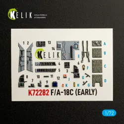 Kelik K72282 1/72 F/A-18c Early Interior 3d Decals For Academy 12411