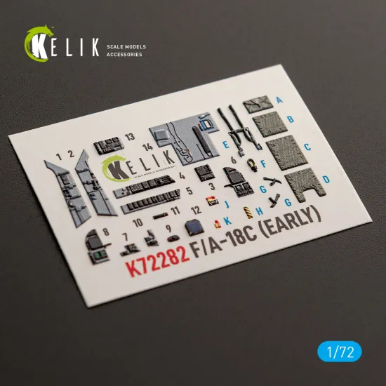 Kelik K72282 1/72 F/A-18c Early Interior 3d Decals For Academy 12411