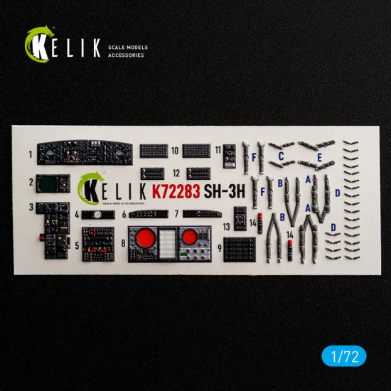 Kelik K72283 1/72 Sh-3h Sea King Interior 3d Decals For Foreart