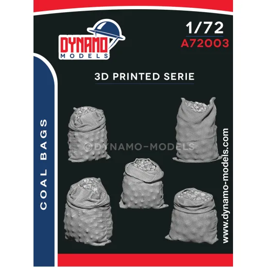 Dynamo Models A72003 1/72 Coal Bags 5 Pcs 3d Printed Resin Kit Toy