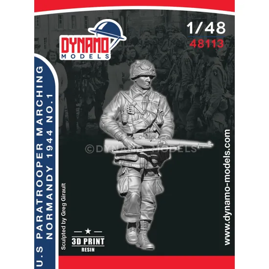 Dynamo Models 48113 1/48 Us Paratrooper Rifleman Marching Normandy 1944 3d Printed Resin Kit