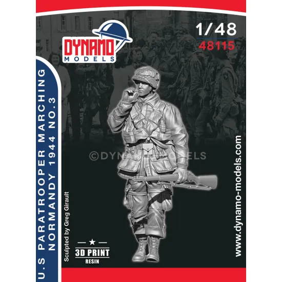 Dynamo Models 48115 1/48 Us Paratrooper Rifleman Marching Normandy 1944 3d Printed Resin Kit