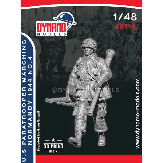 Dynamo Models 48116 1/48 Us Paratrooper Bazooka Marching Normandy 1944 3d Printed Resin Kit