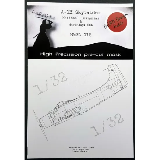 Dead Design Nm32012 1/32 Painting Mask A-1h Skyraider National Insignias For Zoukei Mura