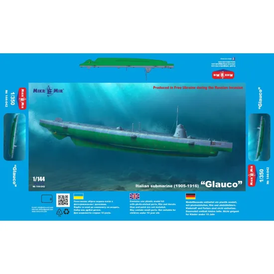 Mikro Mir 144-042 1/144 Glauco 1905-1916 Italian Submarine Plastic Model Kit