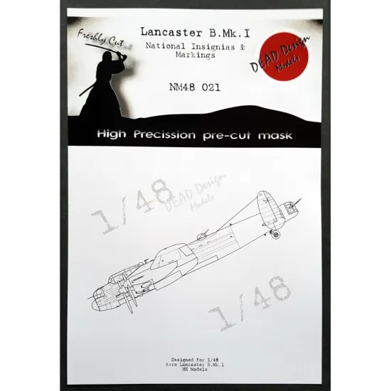 Dead Design Nm48021 1/48 Painting Mask Lancaster B Mk I Nat Insignias For Hk Models