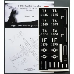 Dead Design Nm48046 1/48 Painting Mask B-26k Invader National Insignias And Markings For Icm