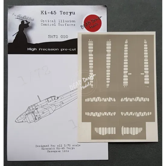 Dead Design Sm72020 1/72 Set Of Spray Mask Ki-45 Toryu Control Surfaces Hasegawa
