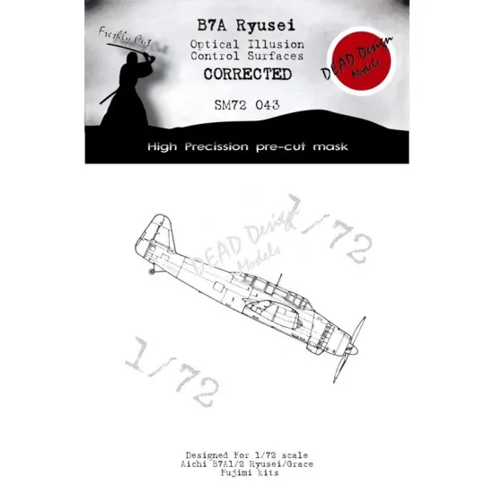 Dead Design Sm72043 1/72 Set Of Spray Mask B7a Ruysei Control Surfaces Fujimi