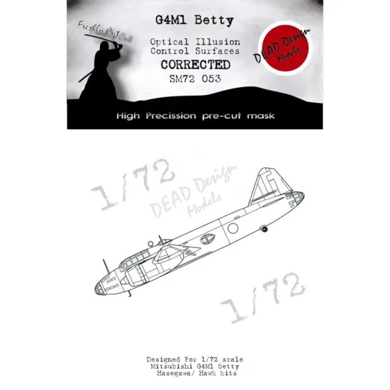 Dead Design Sm72053 1/72 Set Of Spray Mask G4m1 Betty Control Surfaces Hasegawa