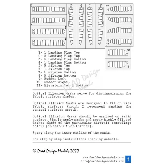Dead Design Sm48016 1/48 Set Of Spray Mask D3a1 Val Control Surfaces Hasegawa