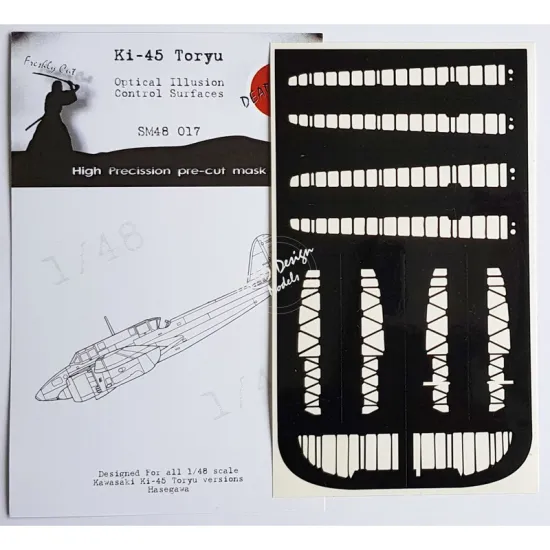 Dead Design Sm48017 1/48 Set Of Spray Mask Ki-45 Toryu Control Surfaces Hasegawa