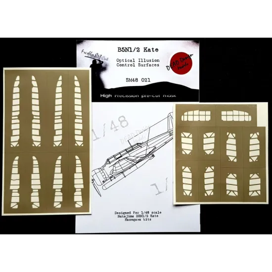 Dead Design Sm48021 1/48 Set Of Spray Mask B5n Kate Control Surfaces Hasegawa