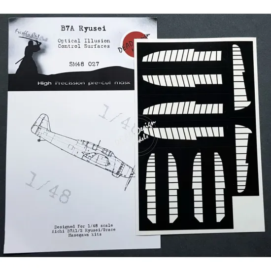 Dead Design Sm48027 1/48 Set Of Spray Mask B7a Ruysei Control Surfaces Hasegawa
