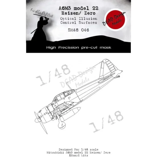 Dead Design Sm48046 1/48 Set Of Spray Mask A6m3 M.22 Control Surfaces Eduard