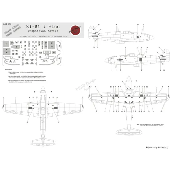 Dead Design Hc48001 1/48 Painting Mask Ki-61 A/B/C Hien Inspection Covers Hasegawa
