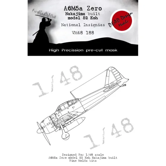 Dead Design Vm48188 1/48 Painting Mask A6m5a M.52 Koh Nakajima Nat Ins For Fine Molds